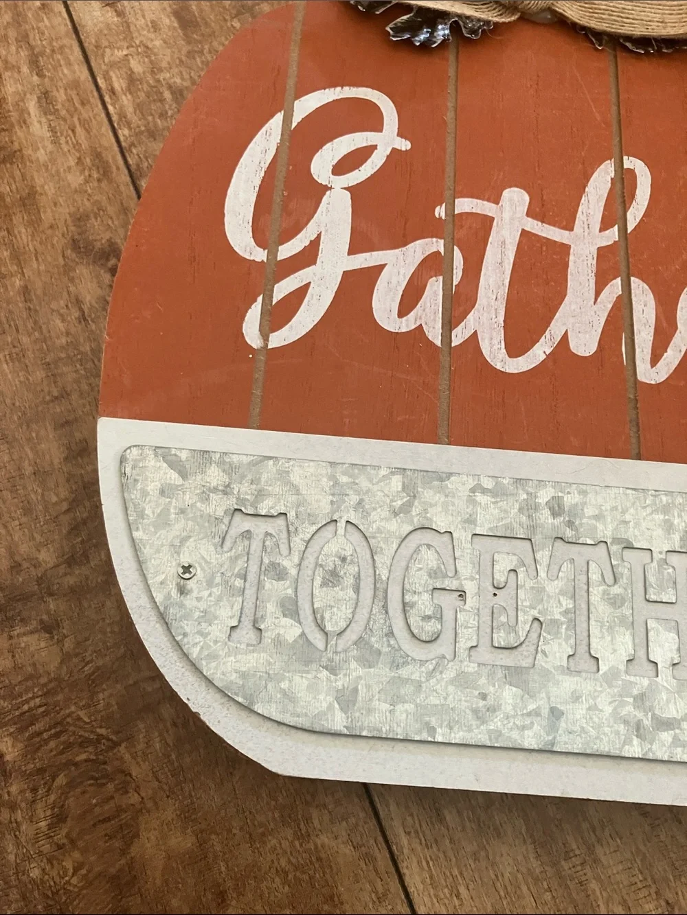 Gather Pumpkin Wall Decor in Orange with Metal Accent